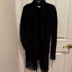 BB Dakota Black Fringe Open Cardigan Sweater sz Small